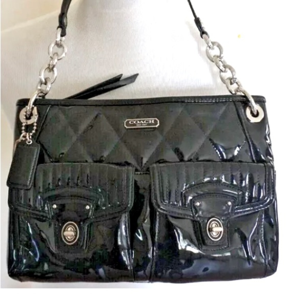 COACH 18678 Poppy Liquid Gloss Shoulder Purse Bag Quilted  Pre-owned.